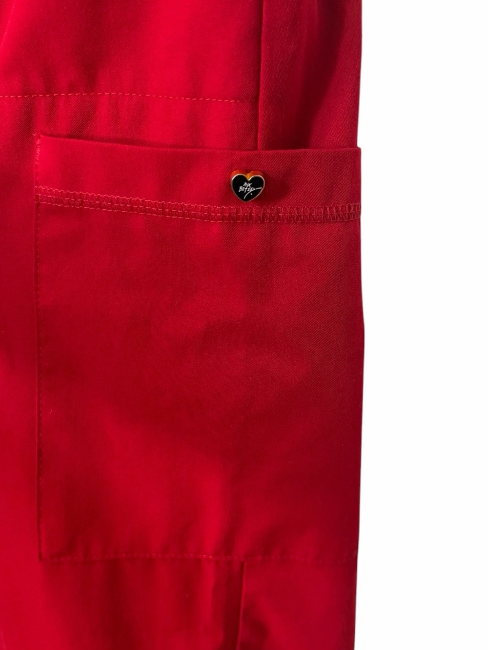 Betsey Johnson Scrub Medical Pants Drawstring Stretch Waist Women Sz XS Red - Picture 8 of 13